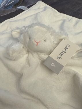 New Carters Pink White Fluffy Lamb Baby Lovey Security Blanket Nunu NWT